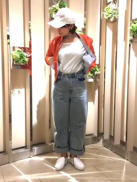 「リバーシブル」｜「アイテム（デニムジャケット）」を使った、つかさきさん（レディース・160cm）の春コーディネート