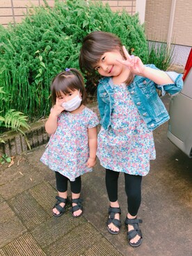 「お揃いコーデ」｜「アイテム（デニムジャケット）」を使った、EmiiroDreamさん（キッズ・120cm）の夏コーディネート