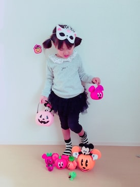 「ボーダーソックス」｜「アイテム（スウェット）」を使った、EmiiroDreamさん（キッズ・110cm）の春コーディネート