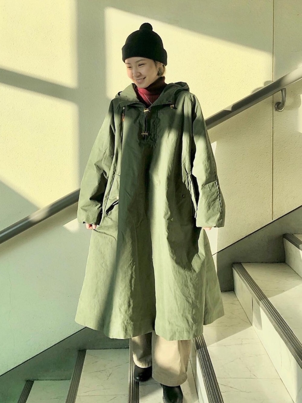 「girl、冬コーデ、冬、ootd、いいね、save、フォローお願いします🤑、韓国ブランド、インスタイル」｜「MARGARET HOWELLのアイテム（ニットキャップ/ビーニー、ブラック系）」を使った、メイさん（レディース・157cm）の冬コーディネートの1枚目の写真