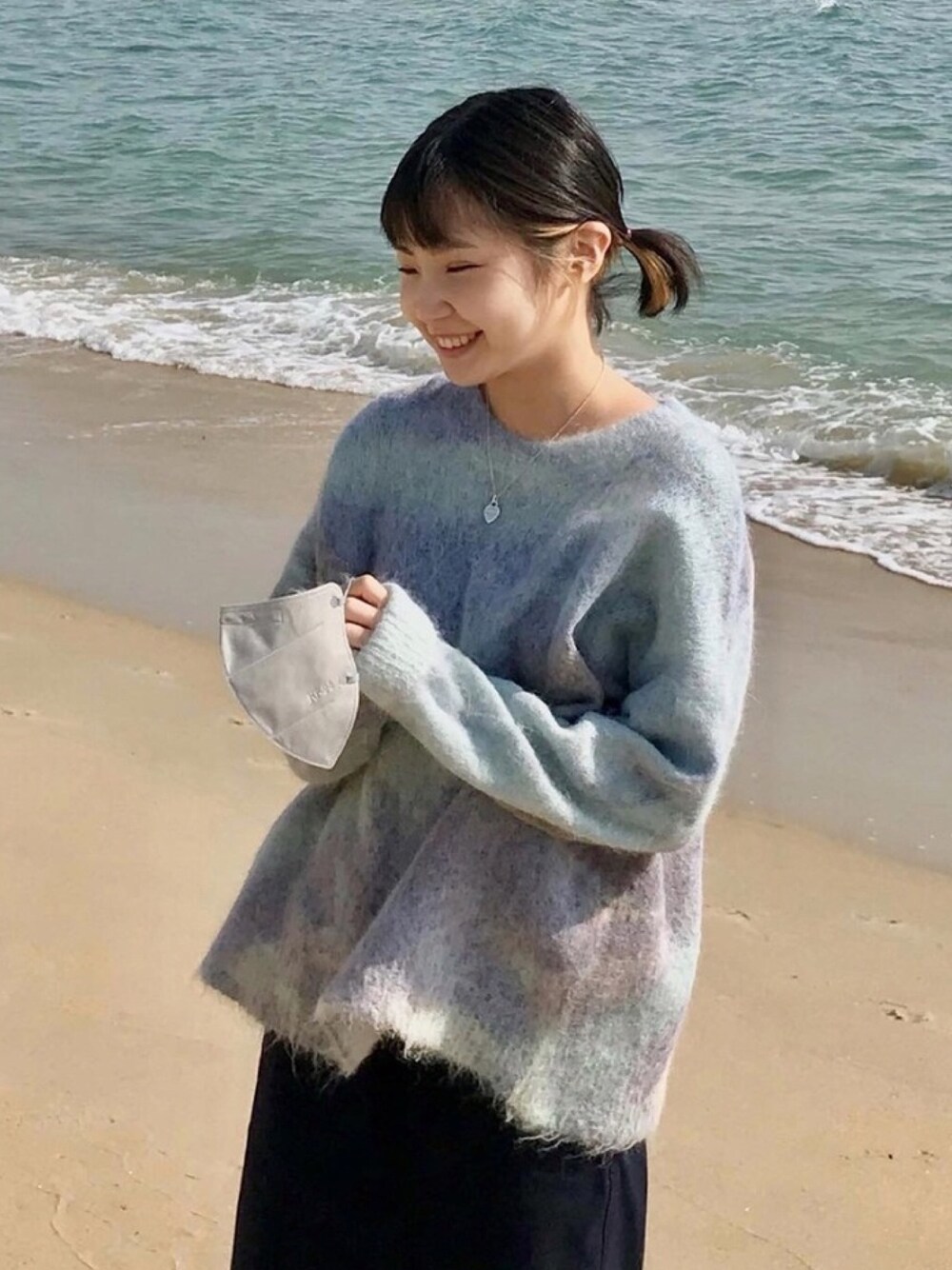「summer、海コーデ、うみ、ニット、ootd、おすすめ」｜「no brandのアイテム（ニット/セーター、その他）」を使った、メイさん（レディース・157cm）の春コーディネートの1枚目の写真