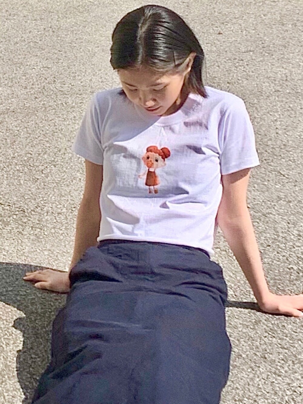 「summer、あつ森、どうぶつの森、baby、手作り、てづくり」｜「no brandのアイテム（Tシャツ/カットソー、ホワイト系）」を使った、メイさん（レディース・157cm）の春コーディネートの1枚目の写真