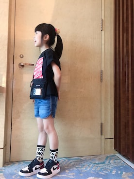 「X-girl（エックスガール）のアイテム」を使った、Peggyさん（キッズ・120cm）の夏コーディネート