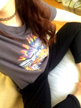 「GU（ジーユー）のアイテム（Tシャツ/カットソー、グレー系）」を使った、さくらさん（レディース・160cm）の夏コーディネート