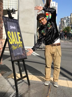 「ルード」｜「アイテム（ブルゾン）」を使った、HAYATOさん（メンズ・170cm）の冬コーディネート
