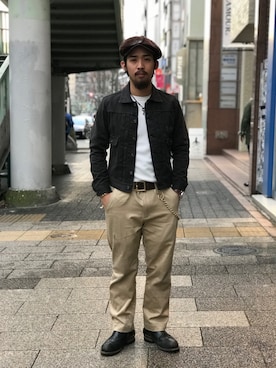 「アメリカン」｜「アイテム（ジャケット/アウター）」を使った、HAYATOさん（メンズ・170cm）の冬コーディネート