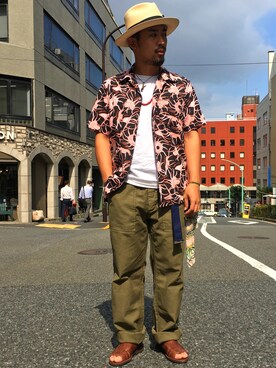 「schott（ショット）のSchott/ショット/ARMY FATIGUE PANTS/アーミー ファティーグ パンツ（その他パンツ）」を使った、HAYATOさん（メンズ・170cm）の夏コーディネート