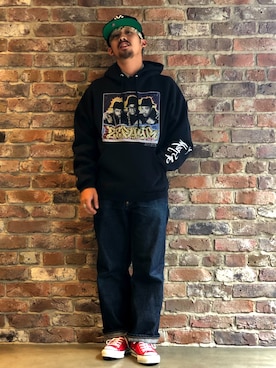 「schott（ショット）のSchott/ショット/13oz. JEANS MEDIUM FIT/13オンス　ジーンス　ミディアム　フィット（デニムパンツ）」を使った、HAYATOさん（メンズ・170cm）の夏コーディネート