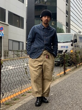 「ヒッコリー」｜「アイテム（ブルゾン）」を使った、HAYATOさん（メンズ・168cm）の冬コーディネート