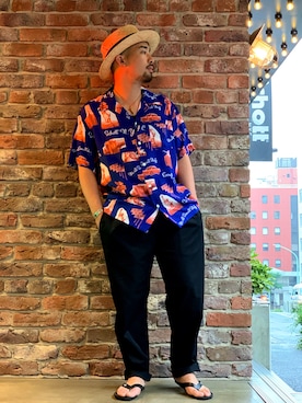 「SCHOTT」｜「アイテム（ビーチサンダル）」を使った、HAYATOさん（メンズ・168cm）の夏コーディネート