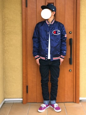 「ロールアップ」｜「アイテム（スタジャン）」を使った、KANさん（メンズ・172cm）の春コーディネート