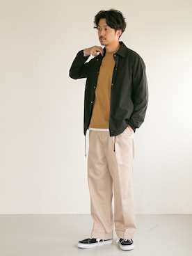 「URBAN RESEARCH（アーバンリサーチ）のコットンサテンワイドトラウザー（その他パンツ）」を使った、nagayaさん（メンズ・175cm）の秋コーディネート
