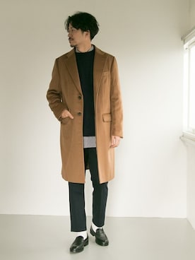 「URBAN RESEARCH（アーバンリサーチ）のアイテム（チェスターコート）」を使った、nagayaさん（メンズ・175cm）の秋コーディネート