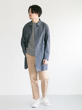 「URBAN RESEARCH（アーバンリサーチ）のアイテム（ステンカラーコート）」を使った、nagayaさん（メンズ・175cm）の冬コーディネート