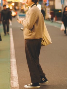 「TODAY'S SPECIAL（トゥデイズスペシャル）のMARCHE BAG/マルシェバッグ（エコバッグ/サブバッグ）」を使った、knさん（レディース・167cm）の冬コーディネート