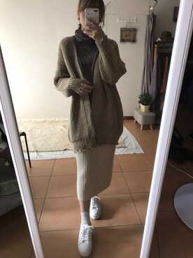 「毛衣」｜「アイテム（ピーコート）」を使った、Justinekikiさん（レディース・162cm）の冬コーディネート