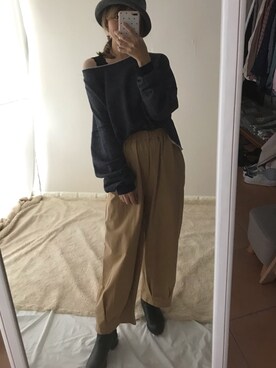 「棉麻」｜Justinekikiさん（レディース・162cm）の冬コーディネート
