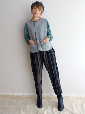 「新作」｜「アイテム（チノパンツ）」を使った、Justinekikiさん（レディース・162cm）の冬コーディネート