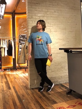 「アイテム（財布、イエロー系）」を使った、吉川修平さん（メンズ・175cm）の夏コーディネート