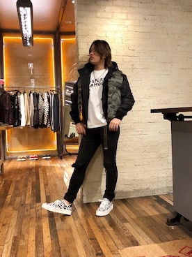 「アイテム（ダウンベスト、その他）」を使った、吉川修平さん（メンズ・175cm）の秋コーディネート