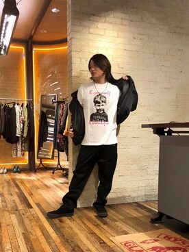 「コラボレーション」｜「アイテム（ダウンジャケット/コート）」を使った、吉川修平さん（メンズ・175cm）の冬コーディネート