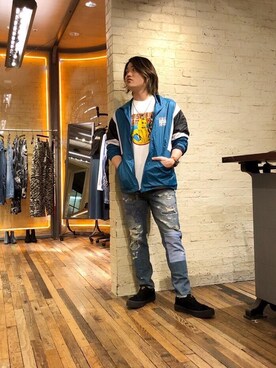 「G-SHOCK」｜「アイテム（ブルゾン）」を使った、吉川修平さん（メンズ・175cm）の春コーディネート