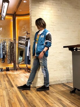 「G-SHOCK」｜「アイテム（ブルゾン）」を使った、吉川修平さん（メンズ・175cm）の春コーディネート