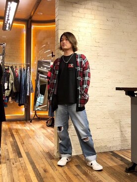 「アイテム（ルームウェア/パジャマ）」を使った、吉川修平さん（メンズ・175cm）の秋コーディネート