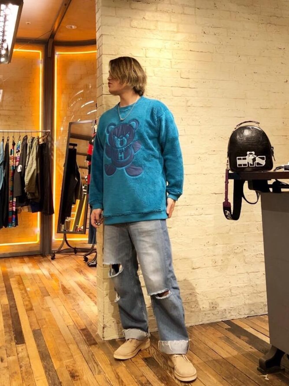 ばななHYS BEAR刺繍オーバーサイズスウェットHYSTERIC HYSTERIC GLAMOUR（ヒステリックグラマー）の「HYS BEAR刺繍