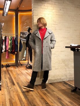 「コラボレーション」｜「アイテム（ピーコート）」を使った、吉川修平さん（メンズ・175cm）の冬コーディネート
