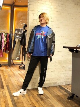 「70'sコーデ」｜「アイテム（ライダースジャケット）」を使った、吉川修平さん（メンズ・175cm）の冬コーディネート