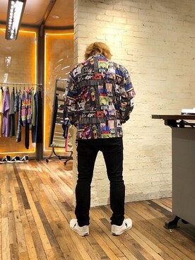 「コラボレーション」｜「アイテム（ナイロンジャケット）」を使った、吉川修平さん（メンズ・175cm）の春コーディネート