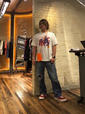 「HYSTERIC GLAMOUR（ヒステリックグラマー）のアイテム（PC・スマホグッズ/家電）」を使った、吉川修平さん（メンズ・175cm）の夏コーディネート