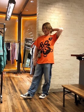 「HYSTERIC GLAMOUR（ヒステリックグラマー）のアイテム（PC・スマホグッズ/家電）」を使った、吉川修平さん（メンズ・175cm）の夏コーディネート