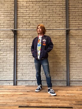 「70'sコーデ」｜「アイテム（ナイロンジャケット）」を使った、吉川修平さん（メンズ・175cm）の夏コーディネート