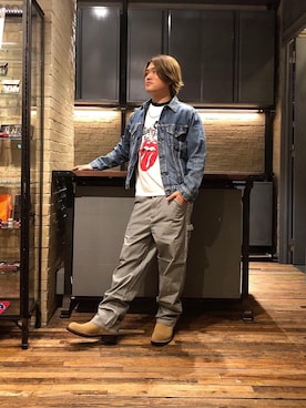 「70'sコーデ」｜「アイテム（デニムジャケット）」を使った、吉川修平さん（メンズ・175cm）の秋コーディネート
