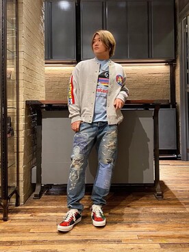 「70'sコーデ」｜「アイテム（その他アウター）」を使った、吉川修平さん（メンズ・175cm）の秋コーディネート