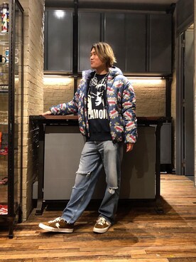 「70'sコーデ」｜「アイテム（ライダースジャケット）」を使った、吉川修平さん（メンズ・175cm）の秋コーディネート
