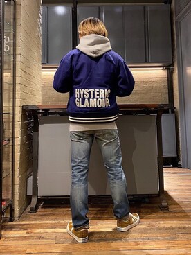 「70'sコーデ」｜「アイテム（ライダースジャケット）」を使った、吉川修平さん（メンズ・175cm）の秋コーディネート