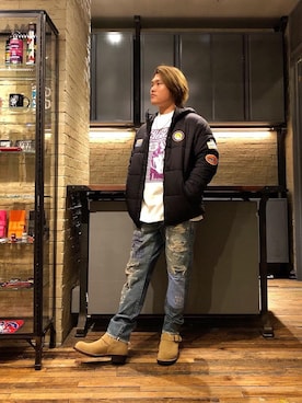 「70'sコーデ」｜「アイテム（ブルゾン）」を使った、吉川修平さん（メンズ・175cm）の秋コーディネート