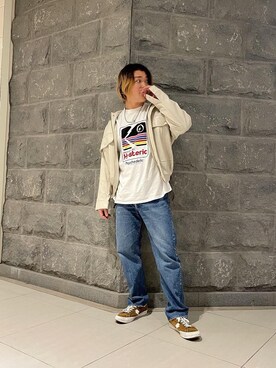 「70'sコーデ」｜「アイテム（ブルゾン）」を使った、吉川修平さん（メンズ・175cm）の冬コーディネート