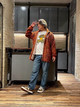 「70'sコーデ」｜「アイテム（ブルゾン）」を使った、吉川修平さん（メンズ・175cm）の冬コーディネート