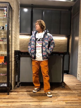 「HYSTERIC GLAMOUR（ヒステリックグラマー）のアイテム（ライダースジャケット）」を使った、吉川修平さん（メンズ・175cm）の冬コーディネート
