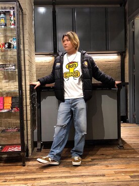 「70'sコーデ」｜「アイテム（ブルゾン）」を使った、吉川修平さん（メンズ・175cm）の冬コーディネート
