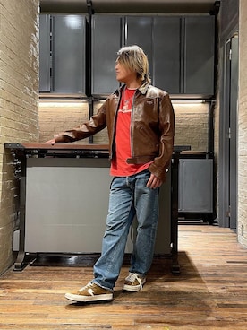 「70'sコーデ」｜「アイテム（その他アウター）」を使った、吉川修平さん（メンズ・175cm）の冬コーディネート