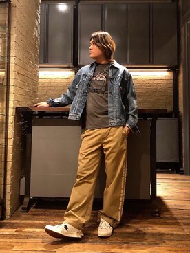 「70'sコーデ」｜「アイテム（デニムジャケット）」を使った、吉川修平さん（メンズ・175cm）の夏コーディネート