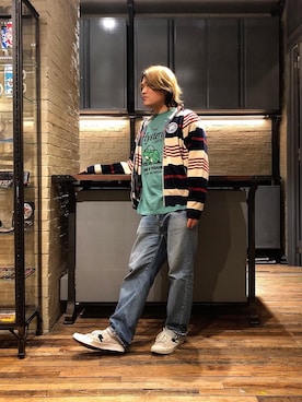 「70'sコーデ」｜「アイテム（ジャージ）」を使った、吉川修平さん（メンズ・175cm）の秋コーディネート