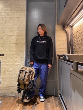 「HYSTERIC GLAMOUR（ヒステリックグラマー）のアイテム（バックパック/リュック）」を使った、吉川修平さん（メンズ・175cm）の冬コーディネート