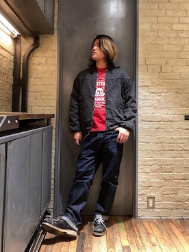 「90'sコーデ」｜「アイテム（その他アウター）」を使った、吉川修平さん（メンズ・175cm）の春コーディネート