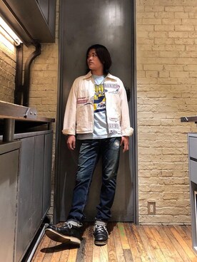 「90'sコーデ」｜「アイテム（ブルゾン）」を使った、吉川修平さん（メンズ・175cm）の夏コーディネート
